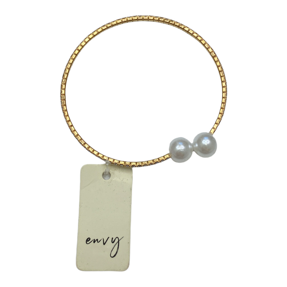 Envy Women's Gold Pearl Bangle Bracelet